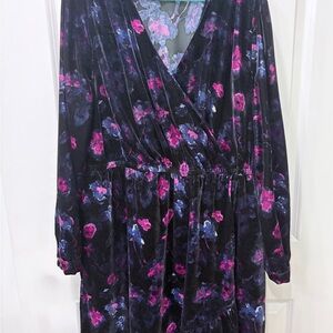Lane Bryant Floral Long Sleeve Dress - Black and Pink